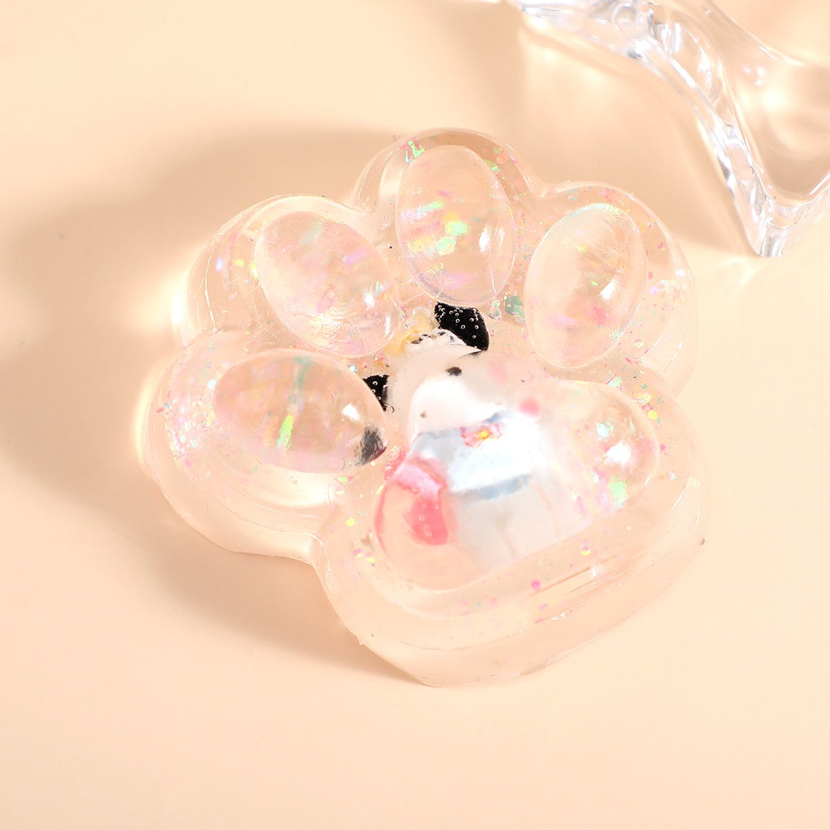 Jucarie Antistres Squishy, Flippy, cu Revenire Lenta, Squeeze Pinch Family, Model Cat Paw, 6.5 x 7 cm, din Tpr, 4-6 Ani, Model 1 Figurina, Transparent