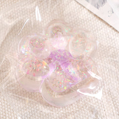 Jucarie Antistres Squishy, Flippy, cu Revenire Lenta, Squeeze Pinch Family, Model Cat Paw, 6.5 x 7 cm, din Tpr, 4-6 Ani, Model 2 Flori, Transparent