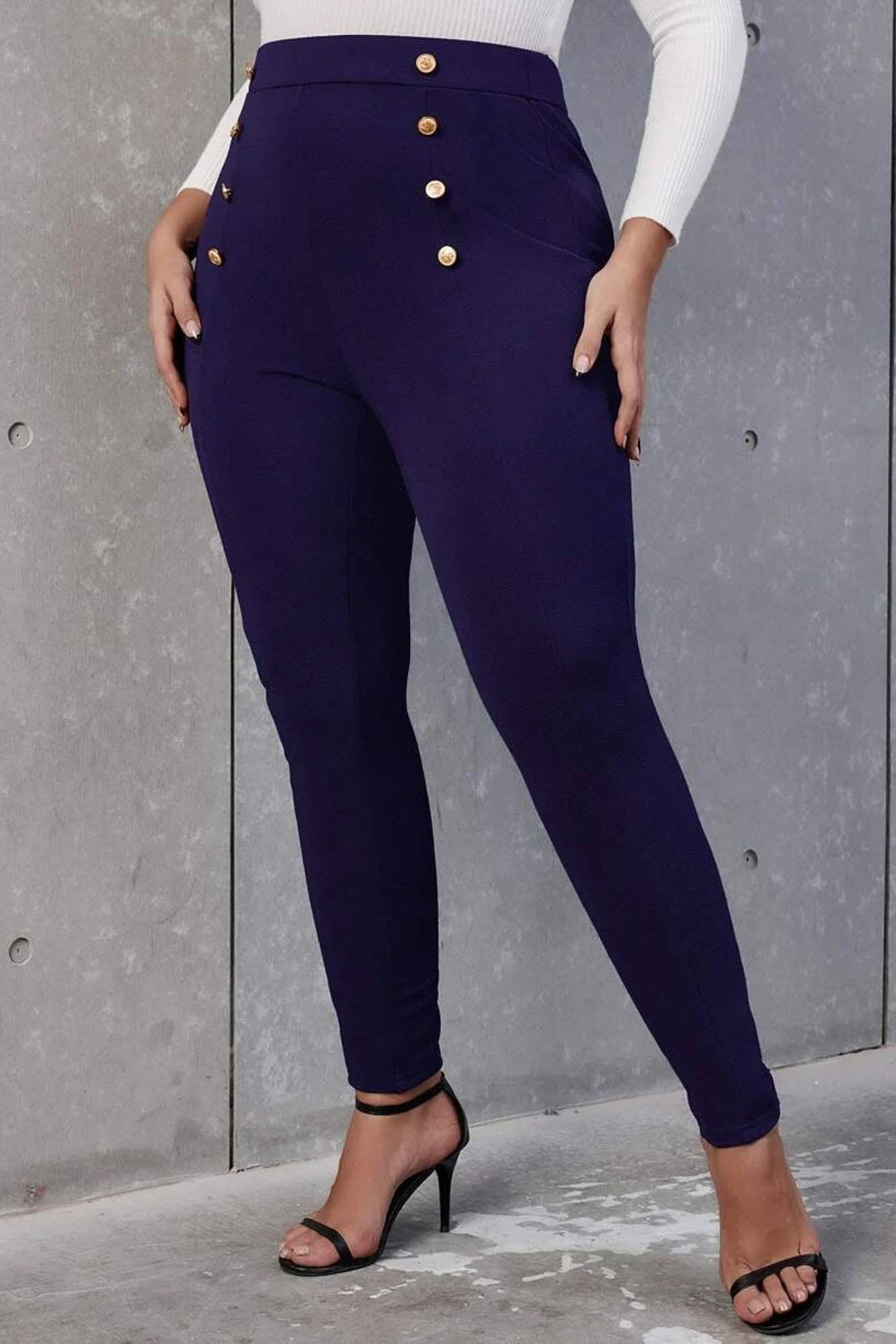 Pantaloni dama marimi mari cu nasturi 6246
