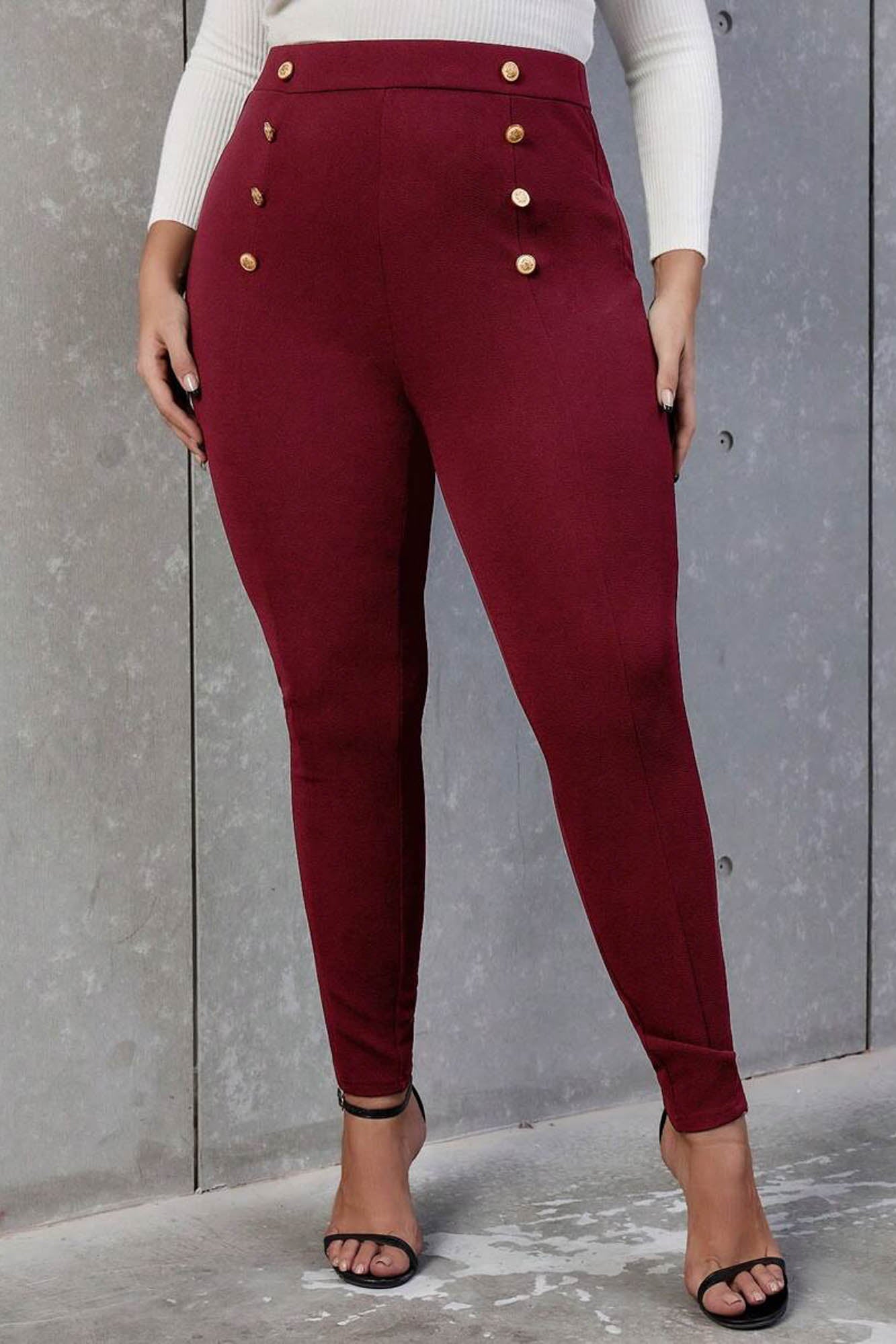 Pantaloni dama marimi mari cu nasturi 6246