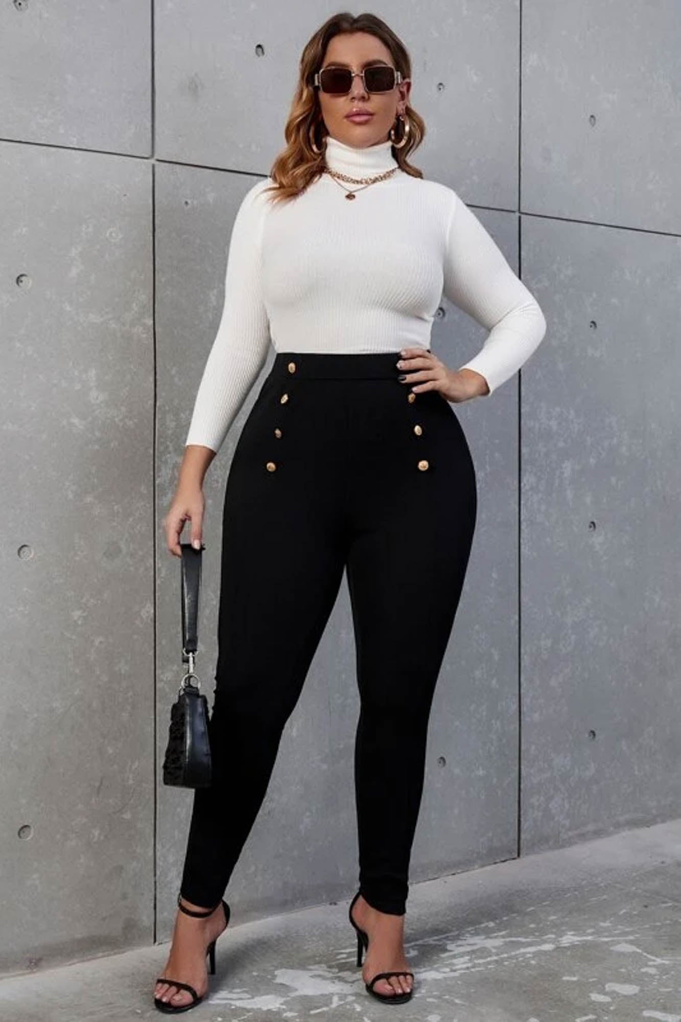 Pantaloni dama marimi mari cu nasturi 6246