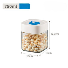Borcan din Sticla de Inalta Calitate, Flippy, Capac Ermetic, Uz Casnic, Depozitarea Condimentelor sau a Alimentelor Umede si Uscate, 750 mL, 10x10x12.2 cm, Alb