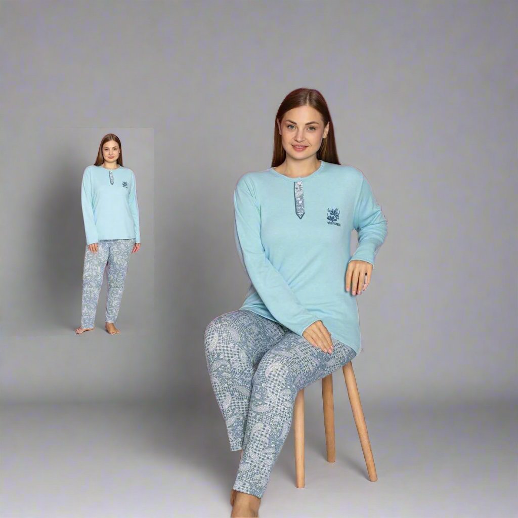 Pijama de dama batal din bumbac 100% – Confort si stil pentru nopti linistite | COD 8562-PJ