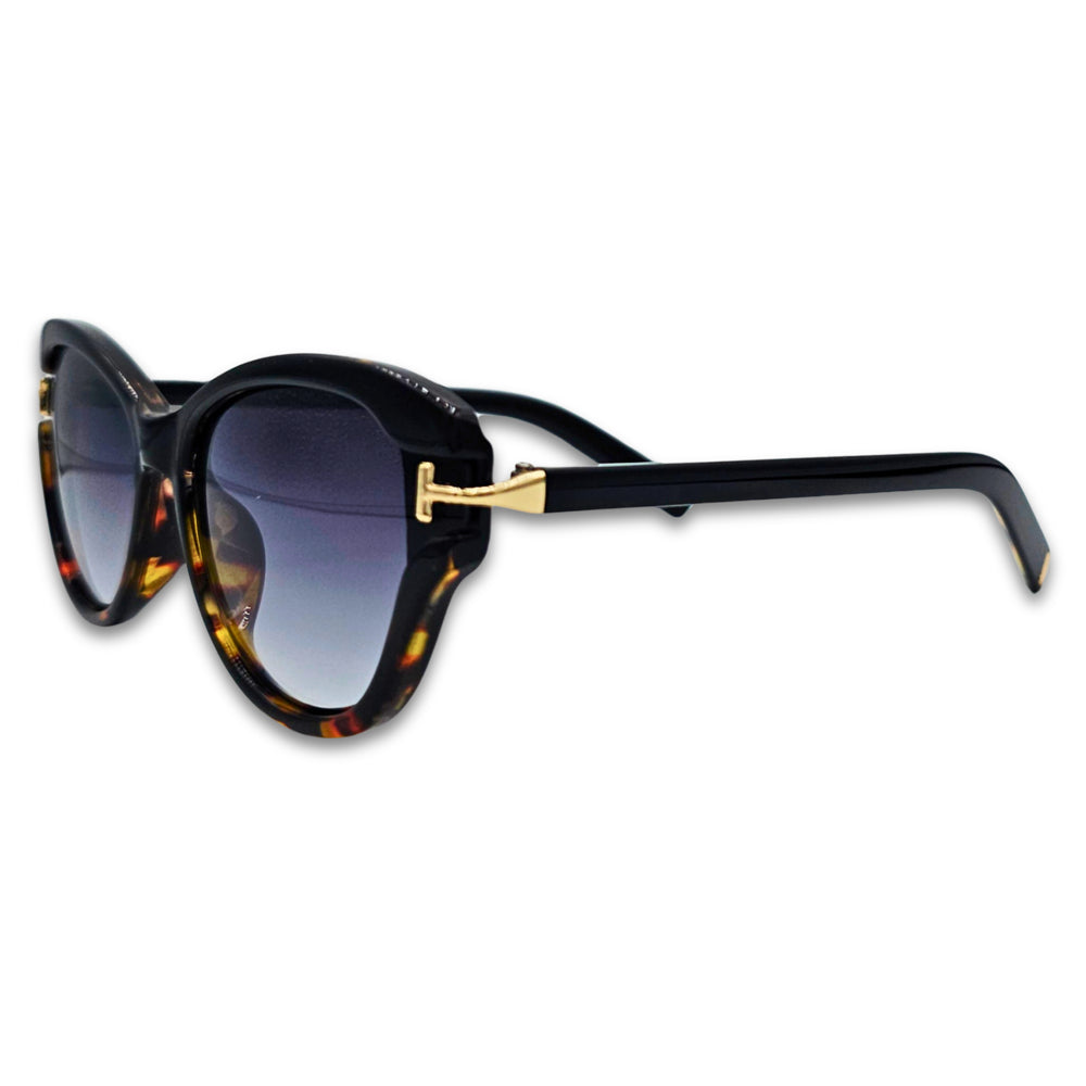 Ochelari de soare pentru femei Matteo Ferari, animal print cu lentile negre degrade