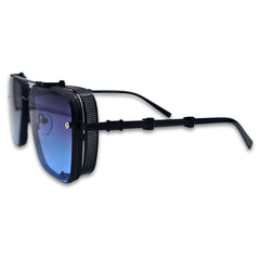 Ochelari de soare barbatesti Matteo Ferari, lentile albastre, rama neagra