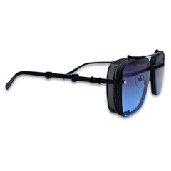 Ochelari de soare barbatesti Matteo Ferari, lentile albastre, rama neagra