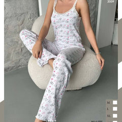 Pijama Dama – Set Pantaloni Lungi si Maiou | Confort Lejer, Stil Feminin | COD 7096-PJ