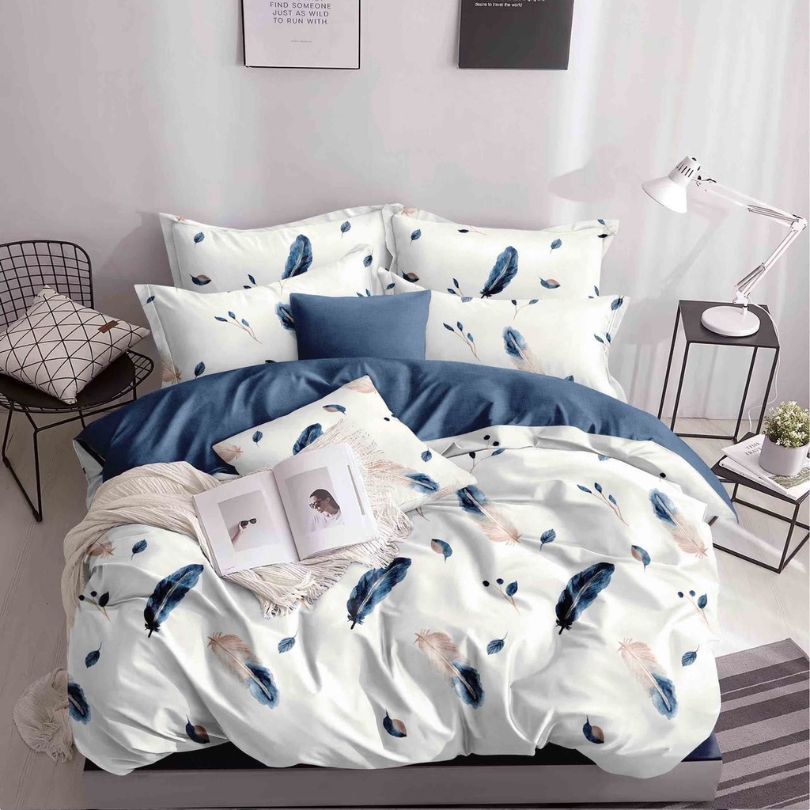 Lenjerie de pat din bumbac satinat 4 piese cu elastic – rafinament si confort in dormitorul tau | COD 2199-SI