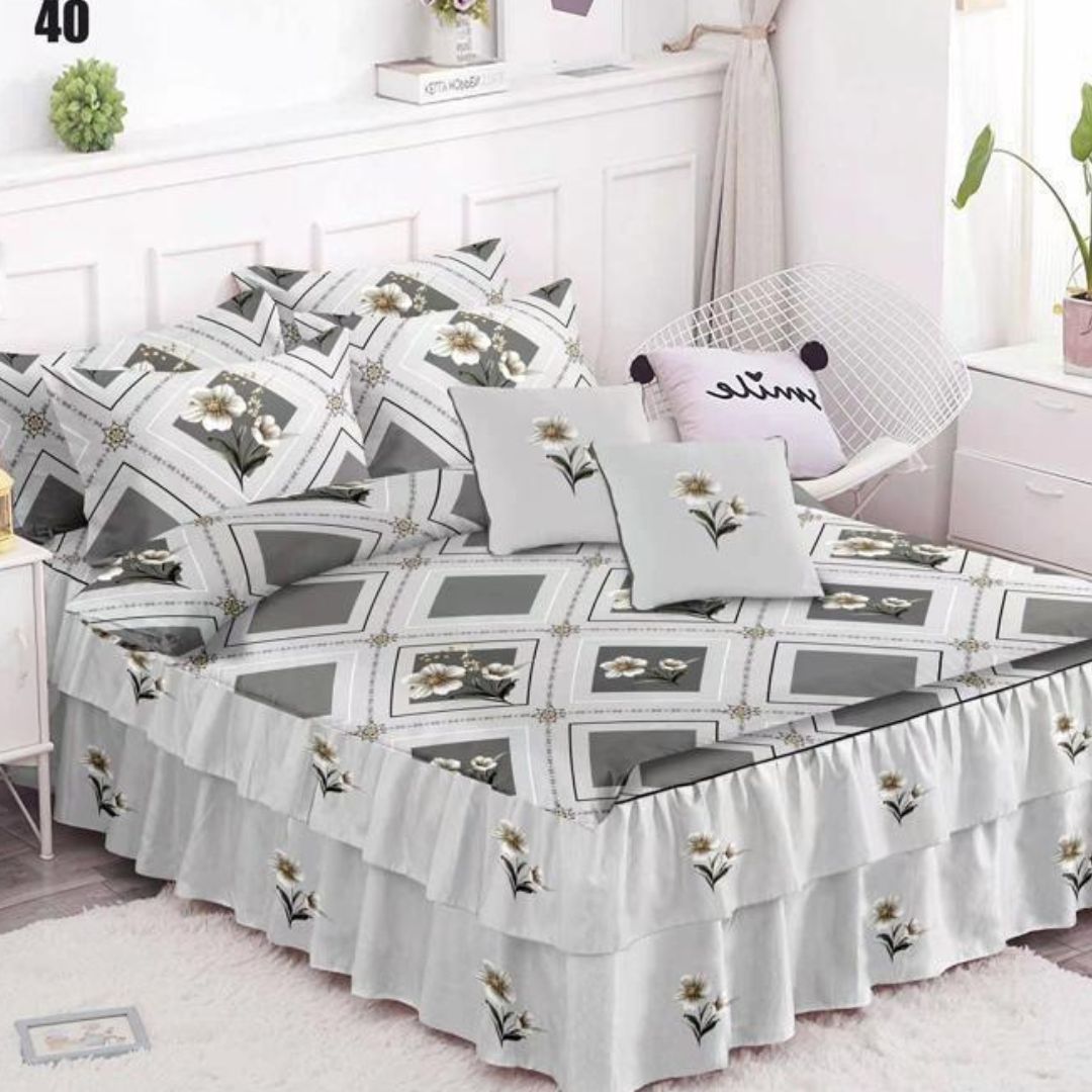 Lenjerie de pat bumbac finet cu volanas – 6 piese | 0279-SE