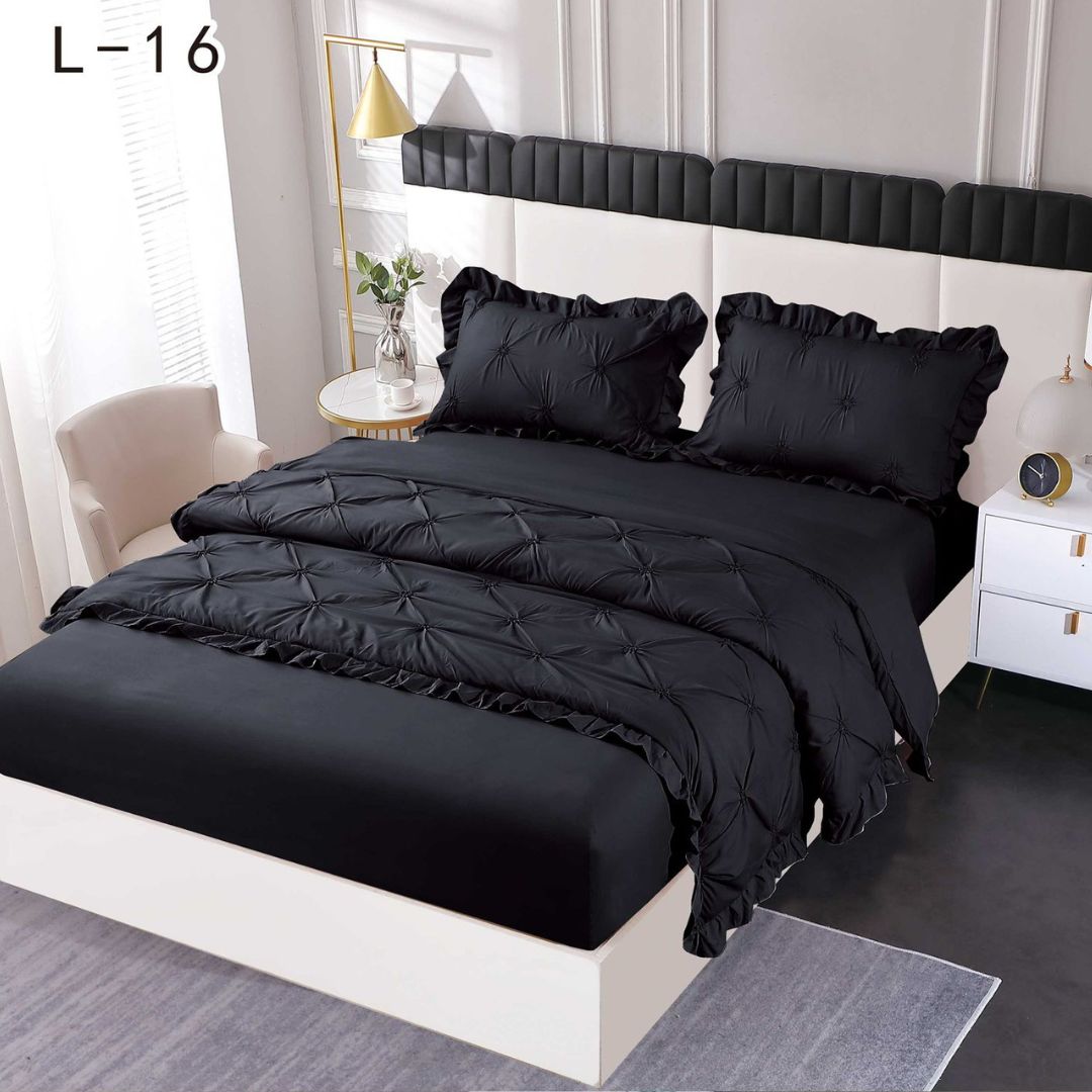 Lenjerie de pat finet deluxe cu elastic – 4 piese | 0197-SE