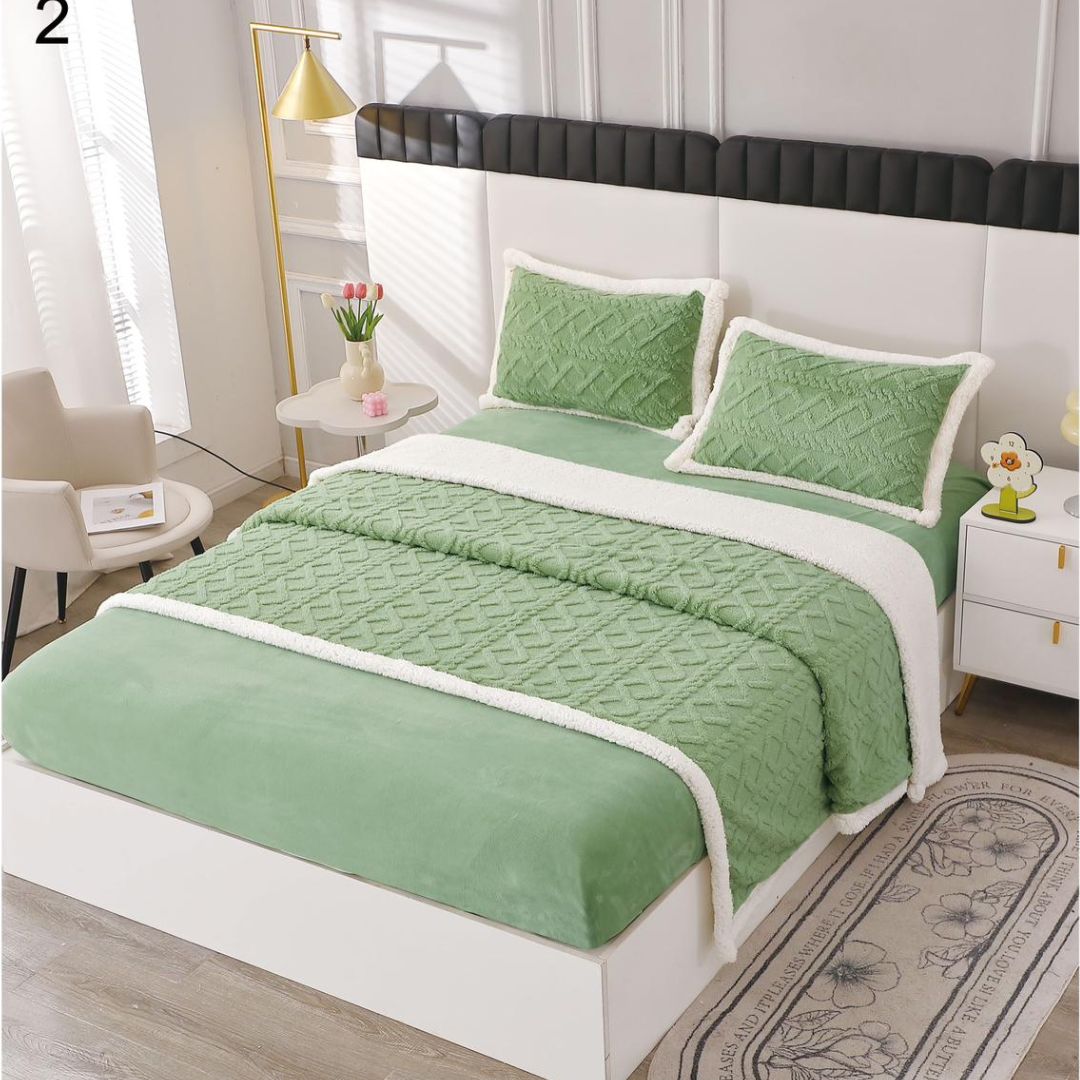Lenjerie de pat cu blăniță croșetată cu elastic | 0224-SE
