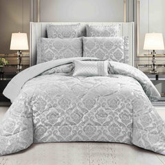 Set lenjerie de pat bumbac Jacquard + Pilota Jacquard + Perna – 7 piese | 0763-J