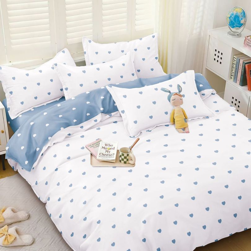 Lenjerie de pat din bumbac satinat 4 piese cu elastic – rafinament si confort in dormitorul tau | COD 0279-SI