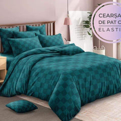 Lenjerie de pat Damasc cu elastic – 6 piese | 0090-AT