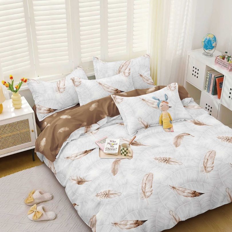 Lenjerie de Pat Bumbac Satinat – Set 4 Piese, Moale, Eleganta și Confortabila | 1014-SI