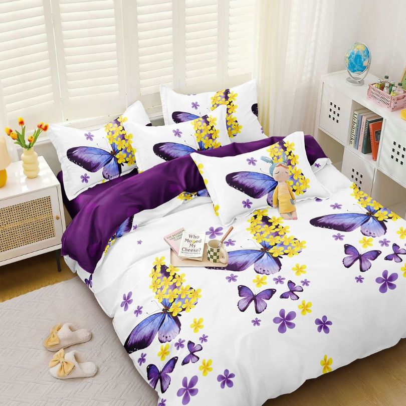 Lenjerie de Pat Bumbac Satinat – Set 4 Piese, Moale, Eleganta și Confortabila | 1002-SI