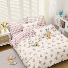 Lenjerie de Pat Bumbac Satinat – Set 4 Piese, Moale, Eleganta și Confortabila | 1017-SI