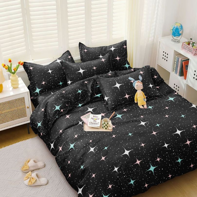 Lenjerie de Pat Bumbac Satinat – Set 4 Piese, Moale, Eleganta și Confortabila | 1018-SI