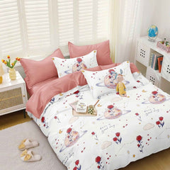 Lenjerie de Pat Bumbac Satinat – Set 4 Piese, Moale, Eleganta și Confortabila | 1007-SI