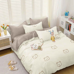 Lenjerie de Pat Bumbac Satinat – Set 4 Piese, Moale, Eleganta și Confortabila | 1011-SI
