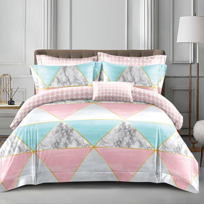 Lenjerie de Pat Bumbac Satinat – Set 4 Piese, Moale, Eleganta și Confortabila | 1042-SI
