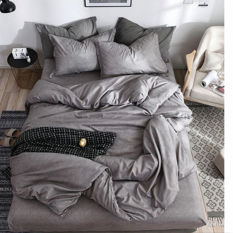 Lenjerie de Pat Bumbac Satinat – Set 4 Piese, Moale, Eleganta și Confortabila | 1047-SI