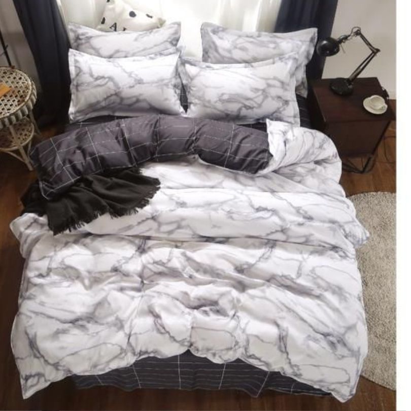 Lenjerie de Pat Bumbac Satinat – Set 4 Piese, Moale, Eleganta și Confortabila | 1048-SI