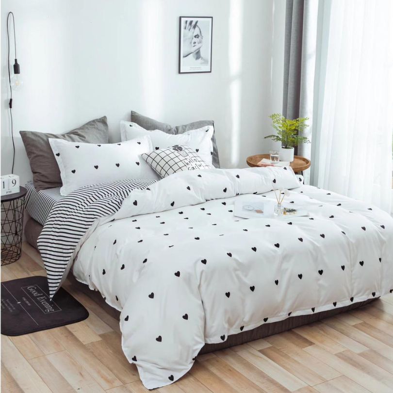 Lenjerie de Pat Bumbac Satinat – Set 4 Piese, Moale, Eleganta și Confortabila | 1060-SI
