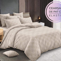 Lenjerie de pat Damasc cu elastic – 6 piese | 0076-AT