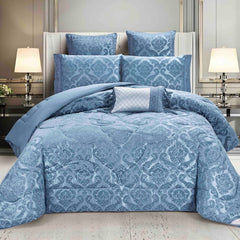 Set lenjerie de pat bumbac Jacquard + Pilota Jacquard + Perna – 7 piese | 0759-J