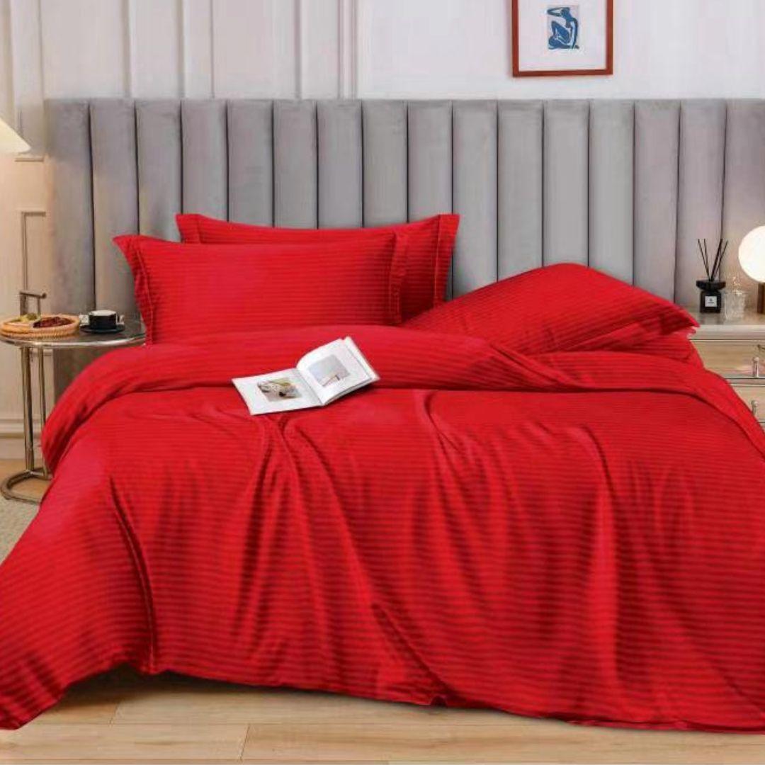 Lenjerie de pat Damasc cu elastic – 6 piese | 0003-A