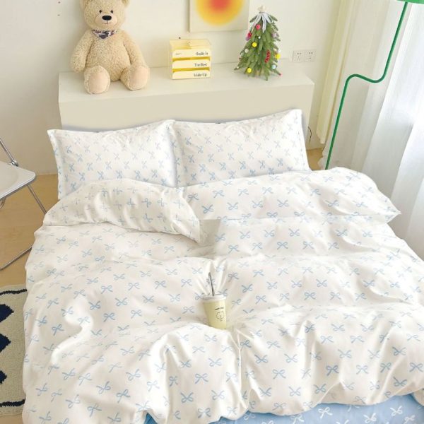 Lenjerie de pat o persoana din bumbac finet – 4 piese fara elastic | Confort si calitate pentru somnul tau | COD 0213-SI