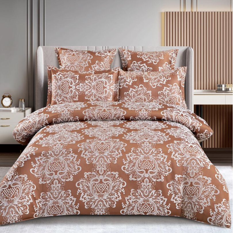 Lenjerie de Pat Jacquard cu Elastic – Set 6 Piese | Eleganta, Calitate si Fixare Perfecta | COD 0362-SI