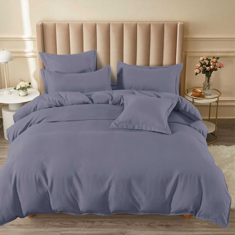 Lenjerie de Pat Bumbac Finet cu Elastic – Set 6 Piese, Moale și Confortabil, COD: 2147-SI