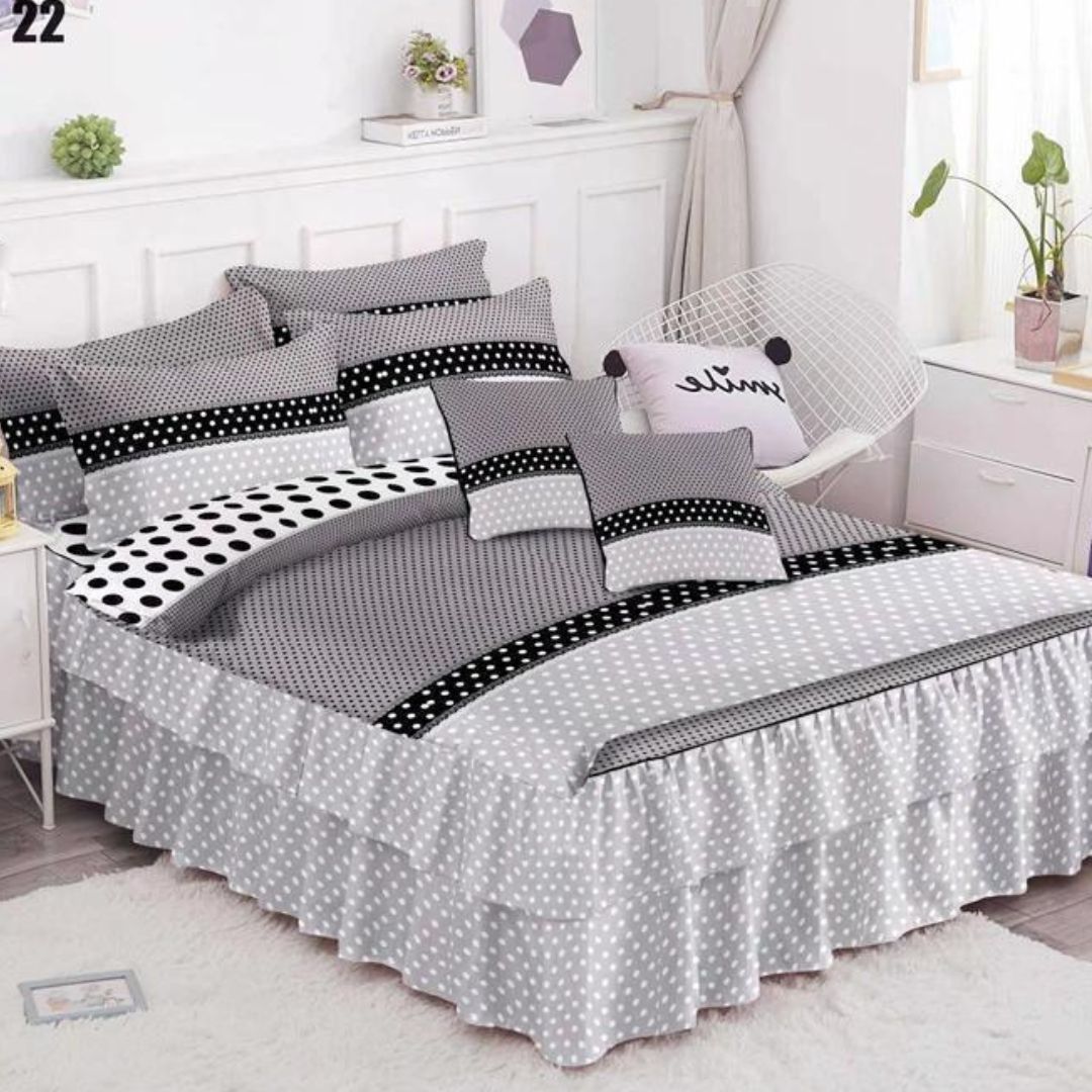 Lenjerie de pat bumbac finet cu volanas – 6 piese | 0285-SE