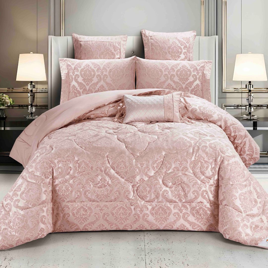 Set lenjerie de pat bumbac Jacquard + Pilota Jacquard + Perna – 7 piese | 0761-J