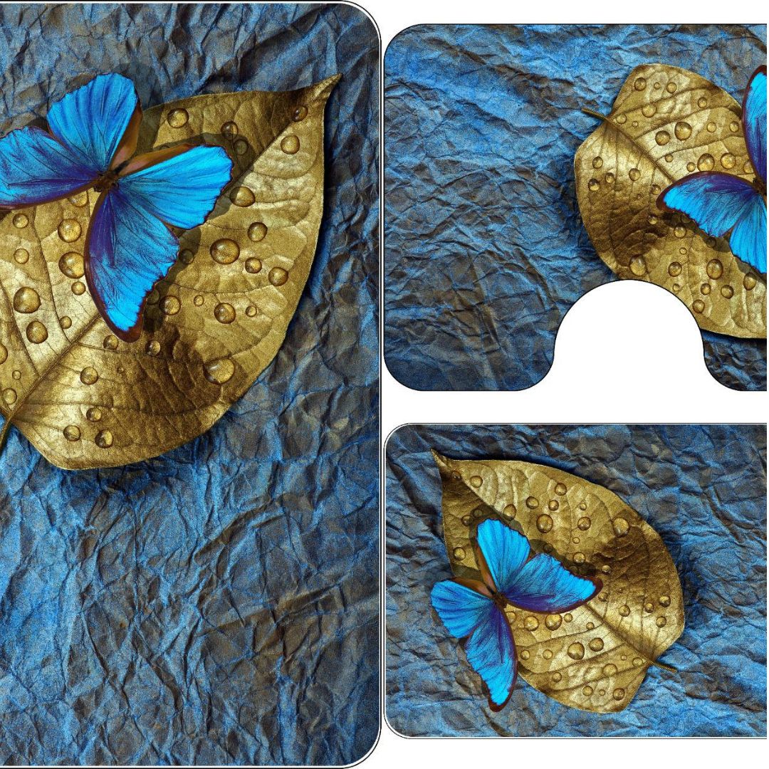 Covorase de baie, 3 piese, 3D, Antiderapante | 0005-M