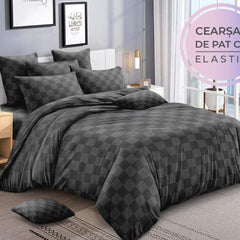 Lenjerie de pat Damasc cu elastic – 6 piese | 0080-AT