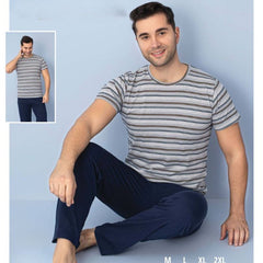 Pijama Barbati – Set Pantaloni Lungi si Tricou | Confort si Stil Pentru Noptile Racoroase | COD 7086-PJ