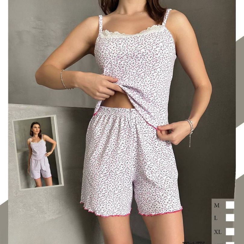 Pijamale Dama cu Pantaloni Scurti si Maiou – Stil si Confort pentru Vara | COD 7064-PJ