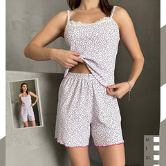 Pijamale Dama cu Pantaloni Scurti si Maiou – Stil si Confort pentru Vara | COD 7064-PJ