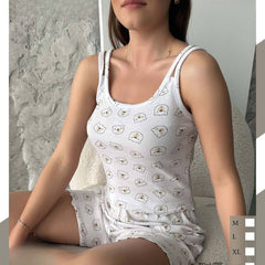 Pijamale Dama cu Pantaloni Scurti si Maiou – Stil si Confort pentru Vara | COD 7069-PJ