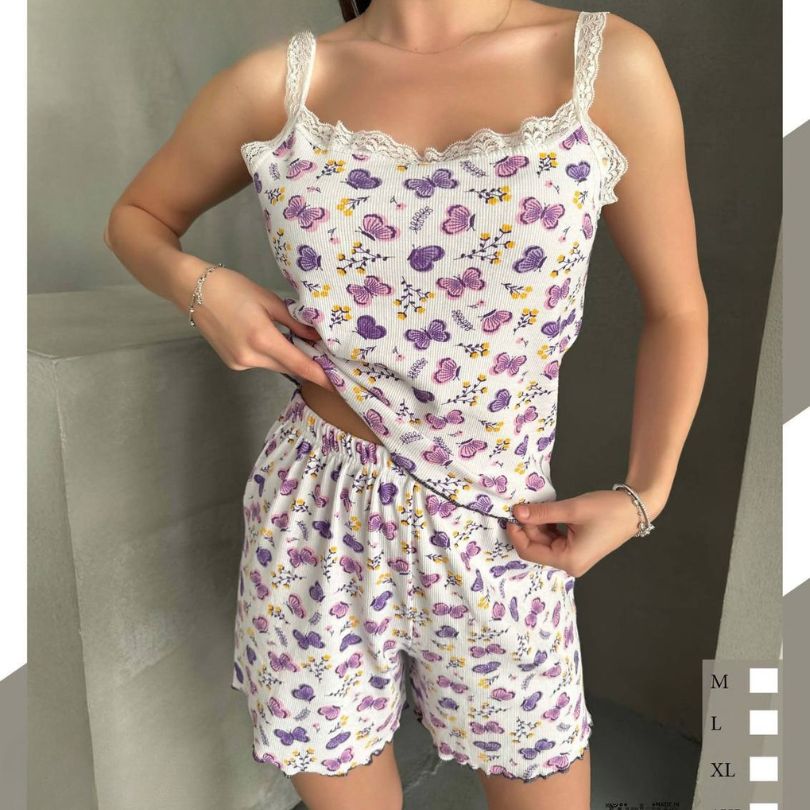 Pijamale Dama cu Pantaloni Scurti si Maiou – Stil si Confort pentru Vara | COD 7071-PJ