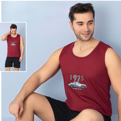 Pijama Barbati Vara – Set Maiou si Pantaloni Scurti din Bumbac | COD 7039-PJ