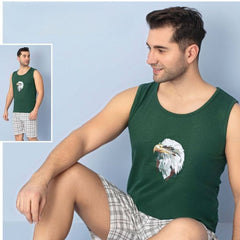 Pijama Barbati Vara – Set Maiou si Pantaloni Scurti din Bumbac | COD 7042-PJ