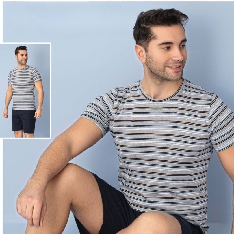 Pijama Barbati cu Pantaloni Scurti si Tricou – Confort pentru Noptile de Vara