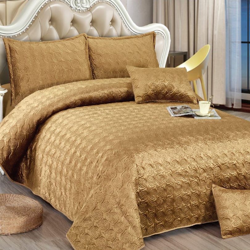 Cuvertura de Pat din Catifea – Set 5 Piese pentru Eleganta si Rasfat in Dormitor | COD 0467-CF