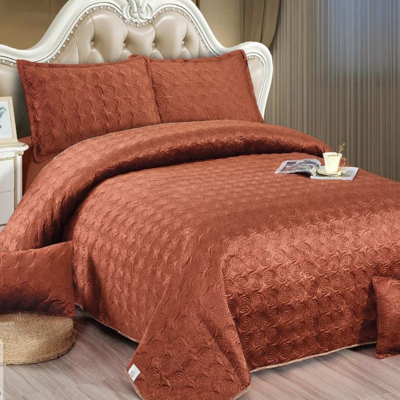 Cuvertura de Pat din Catifea – Set 5 Piese pentru Eleganta si Rasfat in Dormitor | COD 0468-CF
