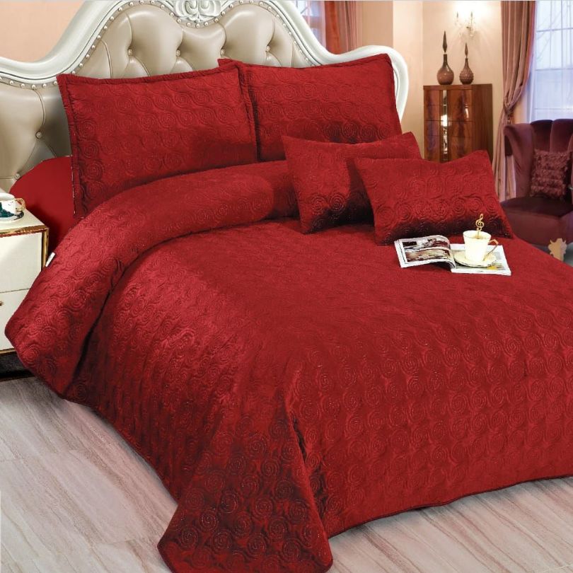 Cuvertura de Pat din Catifea – Set 5 Piese pentru Eleganta si Rasfat in Dormitor | COD 0469-CF