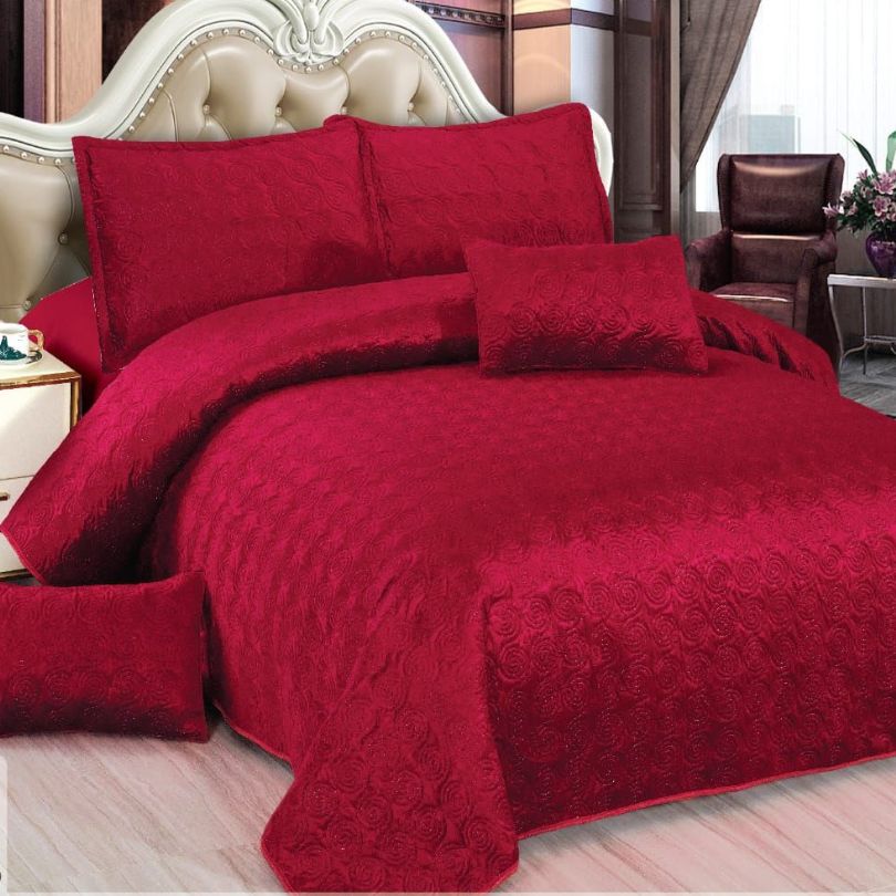 Cuvertura de Pat din Catifea – Set 5 Piese pentru Eleganta si Rasfat in Dormitor | COD 0470-CF